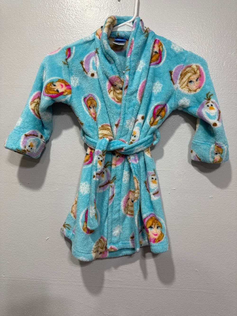 Disney Frozen plush girls bathrobe size 2T/3T Elsa, Anna & Olaf blue s